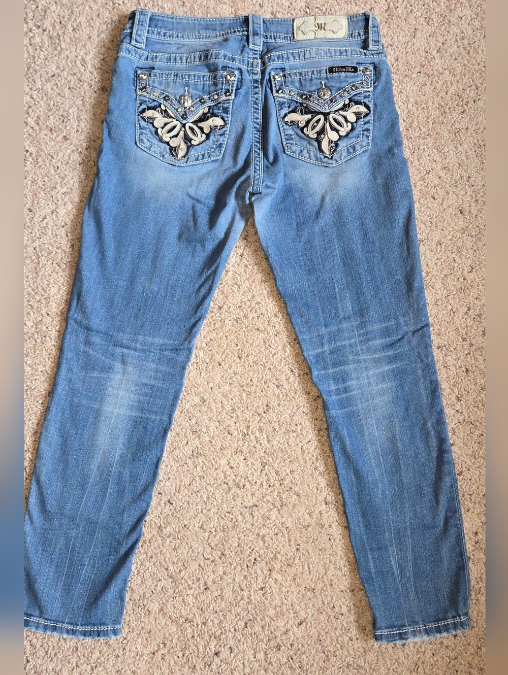 Miss Me Hailey Ankle Skinny Jeans Women’s Size 28 Y2K Embellished Flap Pocket